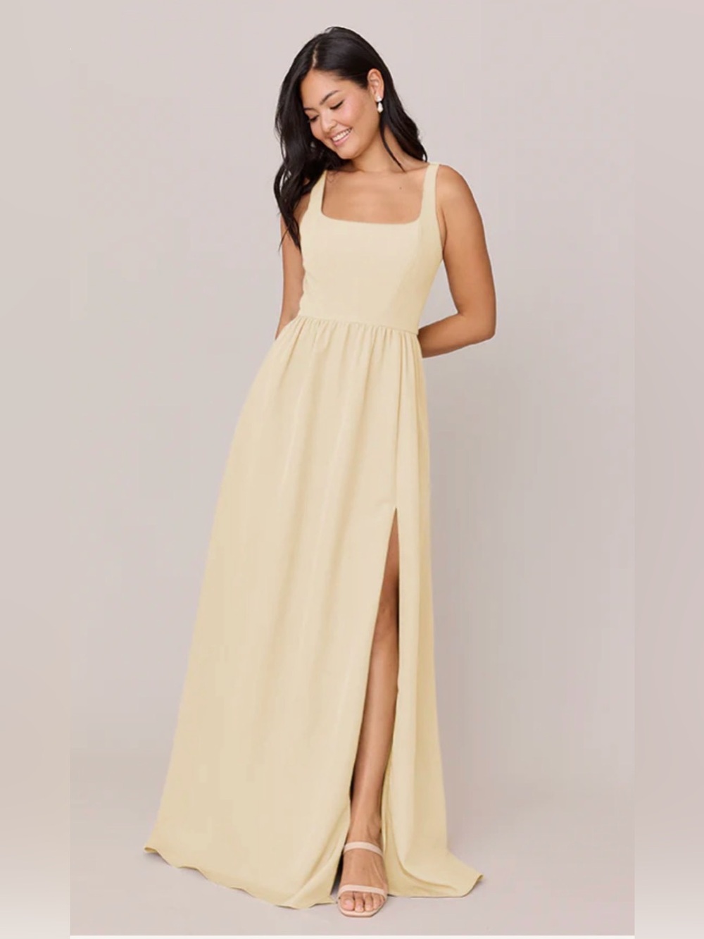 Revelry Whitney Crepe Dress - Pale Yellow